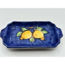 Vintage Italian Hand Painted Pottery Dish Signed D'Acunto Vietri Italy 8"x4.5"