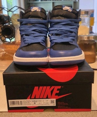 Nike Air Jordan 1 Retro High OG High Top Blue/Black Leather US 8.5
