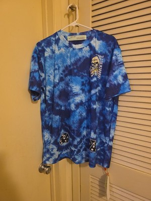 Off-White Blue Tie Dye T-Shirt Skull Dice Arrows Graphic Tee Mens Size XL NWT