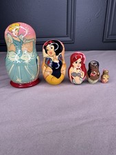 RARE Disney princess Matryoshka Russian Nesting Dolls Signed Hand Painted 5