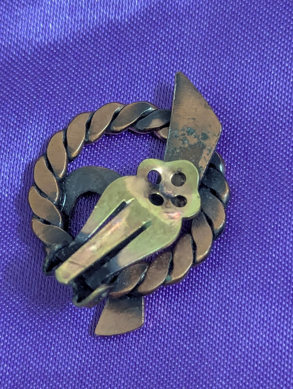 Vintage Solid Copper Abstract Clip On Earrings - image 3