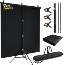 5x6.7Ft Photo Backdrop Stand Kit T-Shape Background Stand Carry Bag Black