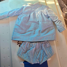 original sasha doll blue/white gingham 2pc doll outfit set top and shorts