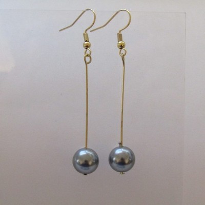 Gray Gold Tone Drop Earrings Chic Boho Beach Simple Summer Fashion Jewelry