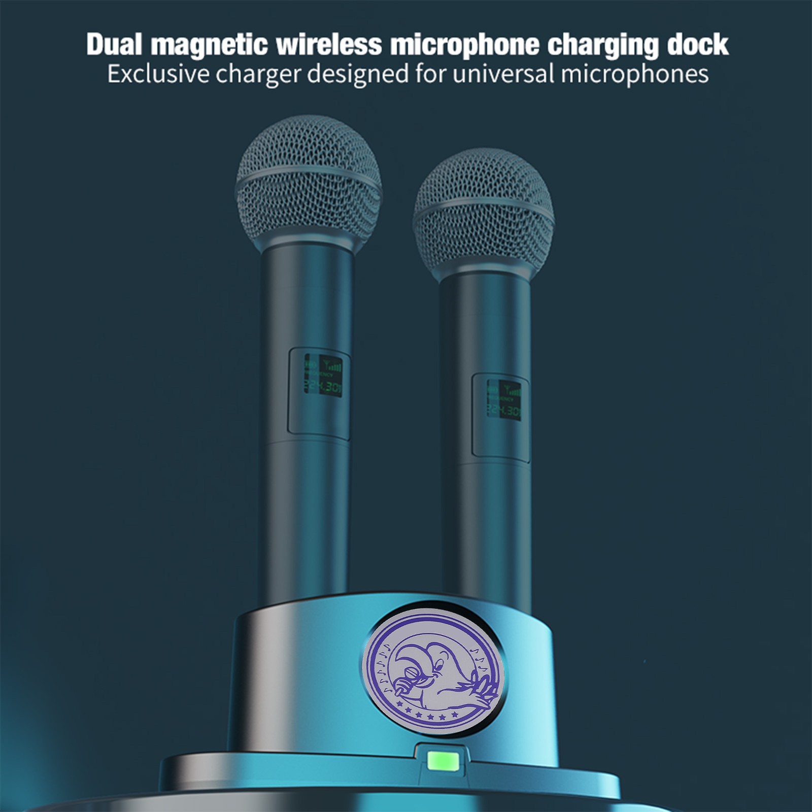 Wireless Magnetic Microphone Charging Station 2 Charger For Universal Mics NEW