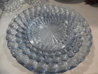 4 Vintage Anchor Hocking Blue Bubble 9 1/2” Glass Dinner Plates