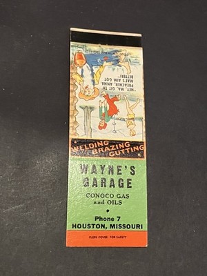 Matchbook Cover - WAYNE'S GARAGE CONOCO GAS & OILS Houston Missouri