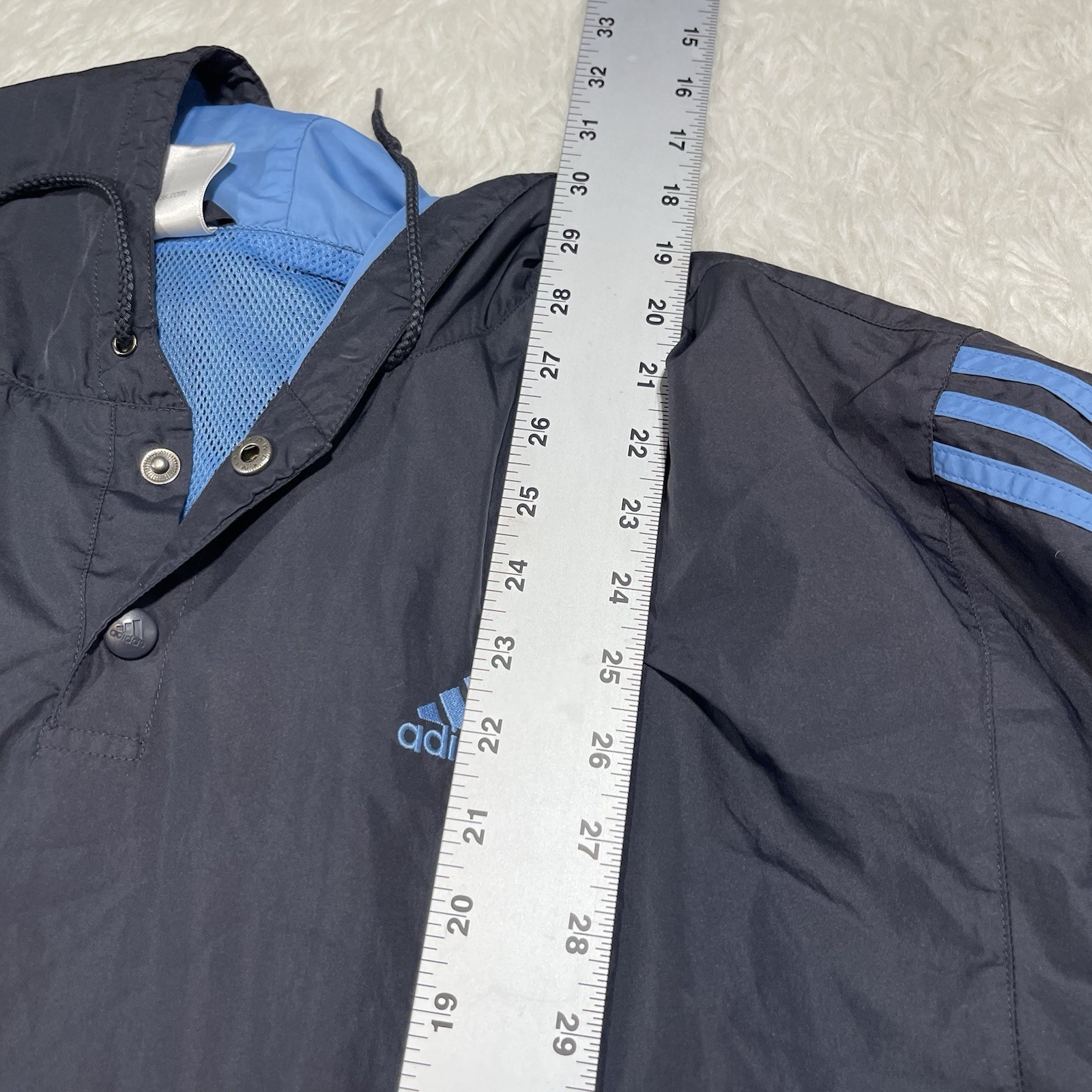 Adidas Pullover Windbreaker Jacket Snap Button Bl… - image 10