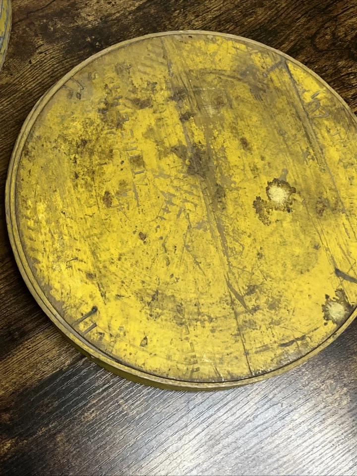 Keystone WOODEN MINCEMEAT FIRKIN BUCKET Yellow Mustard Paint Original Label - Image 3 of 4