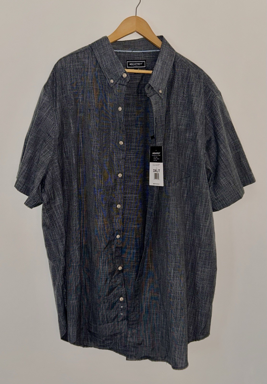 Architect Men's Short Sleeve Crosshatch Shirt Size 3XLT Button Up