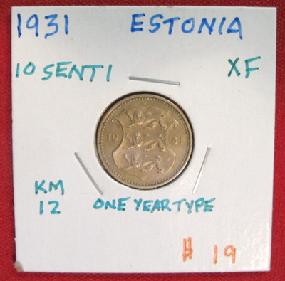 1931 ESTONIA 10 SENTI, KM 12, XF