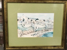 Albufeira Algarve - Julio Amaro Watercolour Print Framed & Mounted