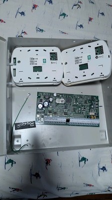 DSC PC1832 PowerSeries 8-32 Zone Alarm System Board with housing and keypads