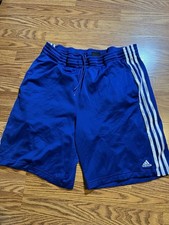 Adidas Mens Shorts Blue White Three Stripe Athletic Basketball Size Large