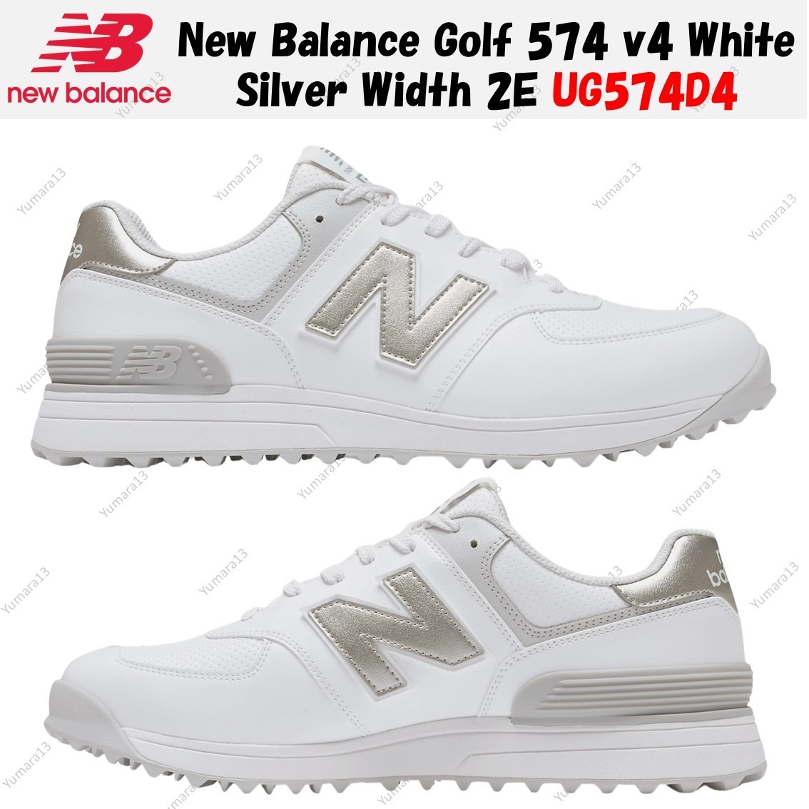 New Balance Golf 574 v4 White Silver Width 2E UG574D4 Men