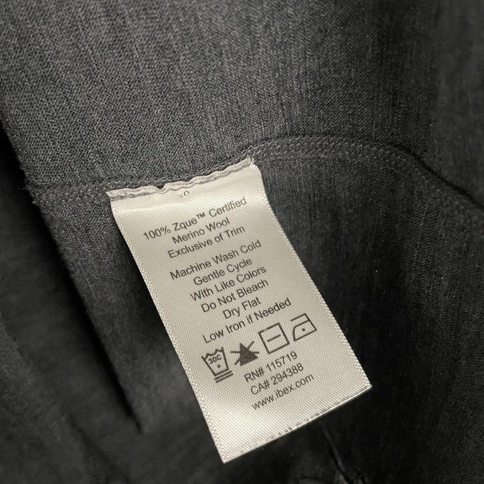 Ibex Size XS Gray 100% Zque Merino Wool Pullover 1/4 Zip Hoodie Base Layer Flaw - Image 3 of 4