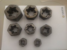 8 Vintage Metric Thread Die Nuts Stamped WD, 24,22,20,18,16,14,11,10mm Sizes