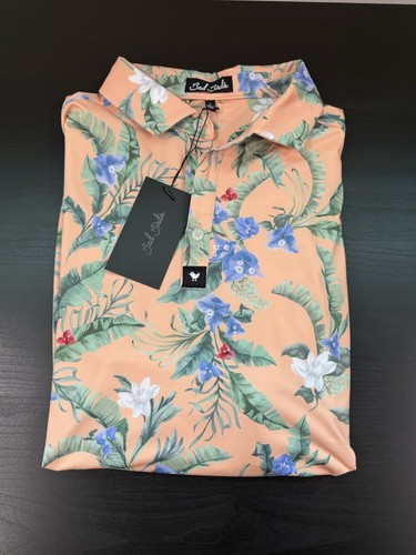 Bad Birdie Core Polo Size Large Flora Fiesta Stretch Golf Shirt Short Sleeve NWT