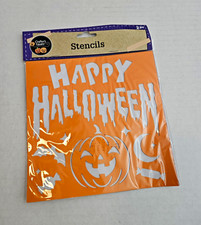 Crafter's Square Halloween Stencils 2pc Set Happy Halloween Pumpkin Bat Moon