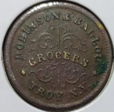 1863 Robinson & Ballou Grocers Troy New York HT Token FREE2Ship w/TRACKING(2687)