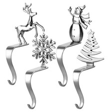 Christmas Stocking Holders for Mantle Xmas Fireplace Hanger Hooks Metal Grips...