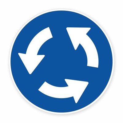Schild  Kreisverkehr    Alu-Verbund 3 mm rund (Ø30 cm)