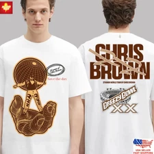 Chris Brown Merch Tee Hand Globe In Detroit MI  T-Shirt Custom day tee