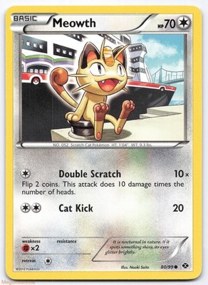Meowth 80/99 Next Destinies Non-Holo Common Pokemon Card Naoki Saito LP