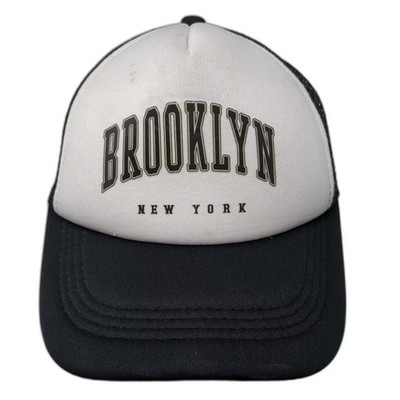 Brooklyn New York Trucker Hat Black White OS Mesh Foam Adjustable Snapback Hat