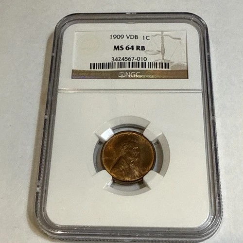 1909 VDB LINCOLN WHEAT CENT NGC MS 64 RED BROWN Beautiful Rare Penny U.S. Mint