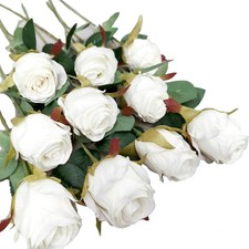 Artificial Roses - Lifelike Single Stem Fake Roses with Natural Petal