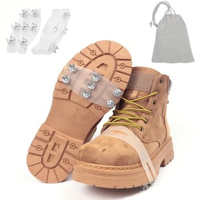 7-Spike Flexible Ice Cleats for Shoes & Boots,Translucent Anti-Slip 7-Claw