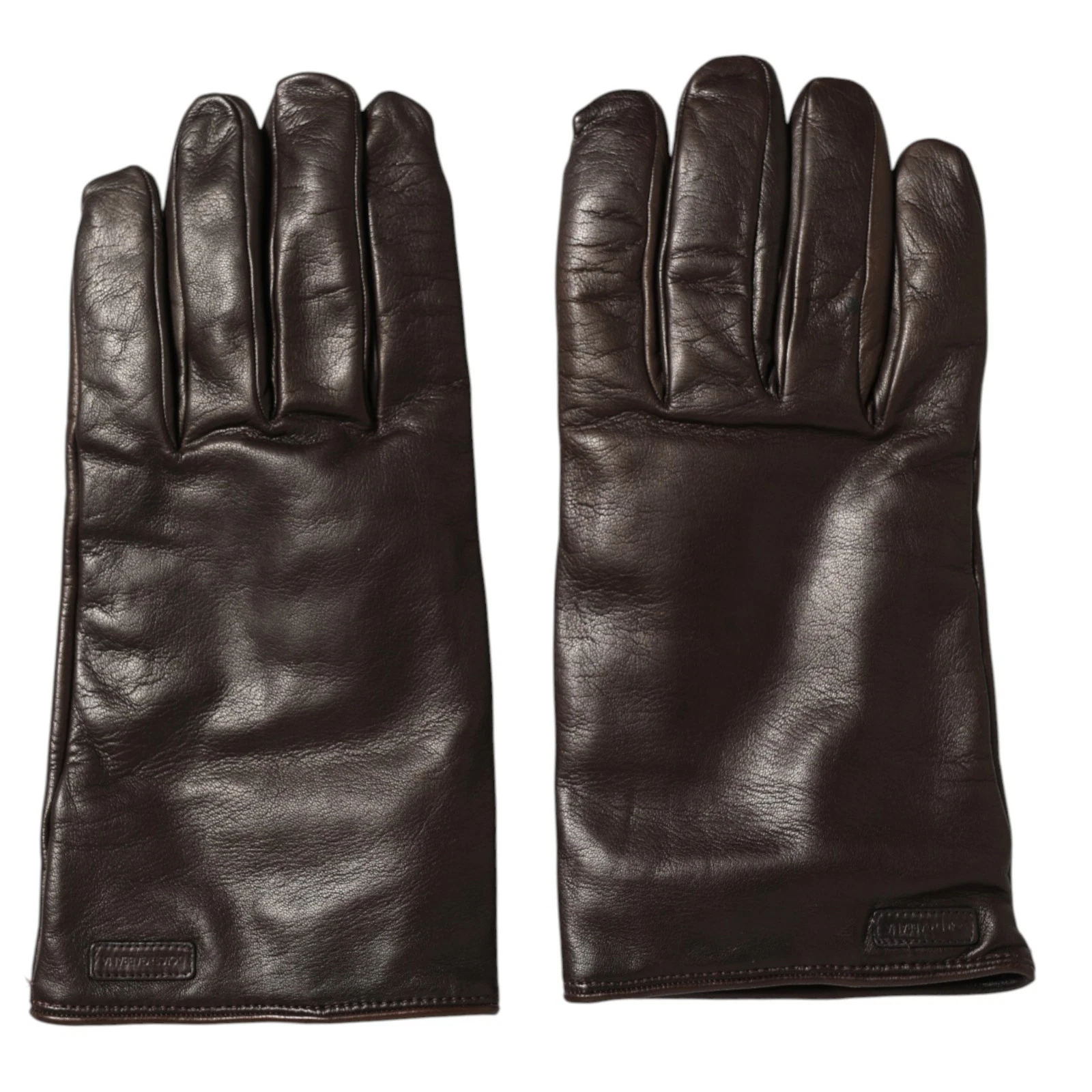 DOLCE & GABBANA Gloves Black Leather Logo Short Hands Mitten s. 10 / L 370usd
