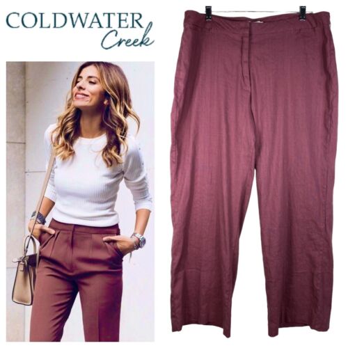Coldwater Creek 18 1X 2X Crop Cropped Pants Mauve Pink LINEN Blend J