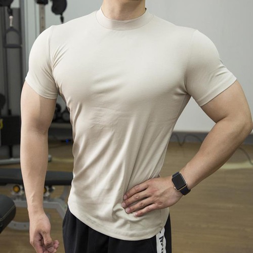 Hombres Mangas Cortas Camiseta Atlética Cuello de Tortuga Prenda para el torso Calce Ajustado Camiseta Interior Ropa Informal - Imagen 12 de 38