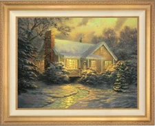 Thomas Kinkade ~ Christmas Cottage 18x24 Renaissance Edition Oil on Canvas 9/160