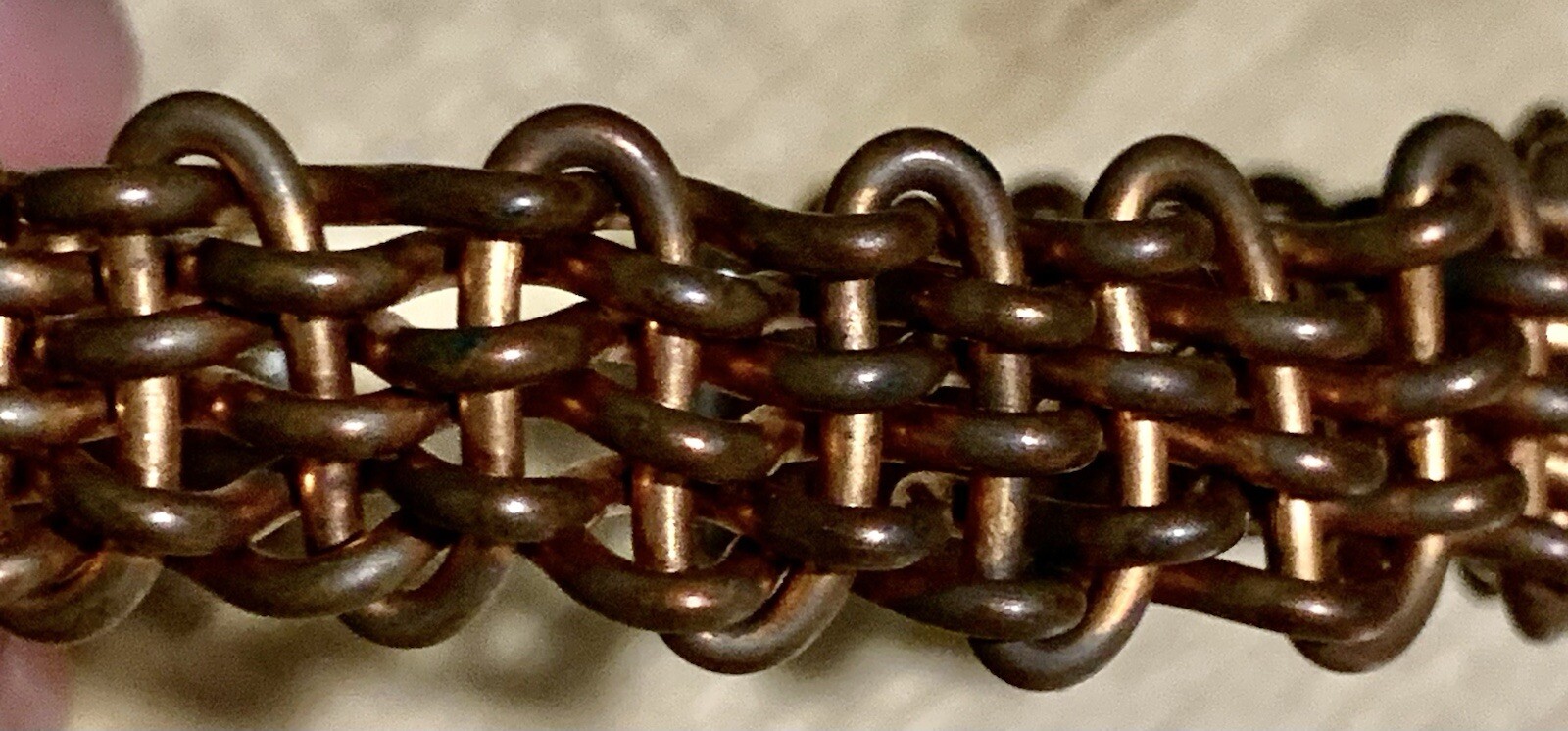 SUPER COOL VINTAGE SOLID COPPER BRAIDED WOVEN CHA… - image 3