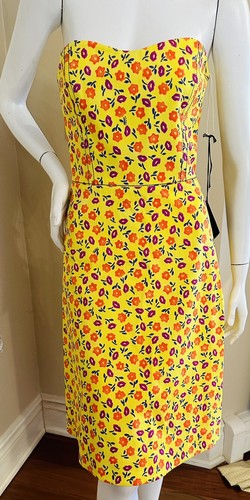 PRADA SWEETHEART NECKLINE BRIGHT YELLOW STRAPLESS BUTTERCUP DRESS SIZE 42 IT - Picture 10 of 23