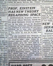 Physicist ALBERT EINSTEIN Theory of Relativity SPACE & MATTER 1930 Old Newspaper