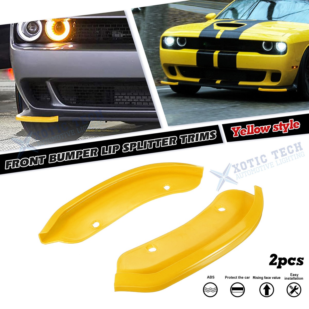 Yellow Front Bumper Corner Edge Guard Trims For Challenger SRT