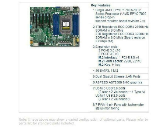 1 processeur AMD Epyc 7371 + 1 processeur Supermicro H11SSL-i 16C 32T 3,1-3,8 GHz 64 Mo 200 W SP3 - Photo 3/6