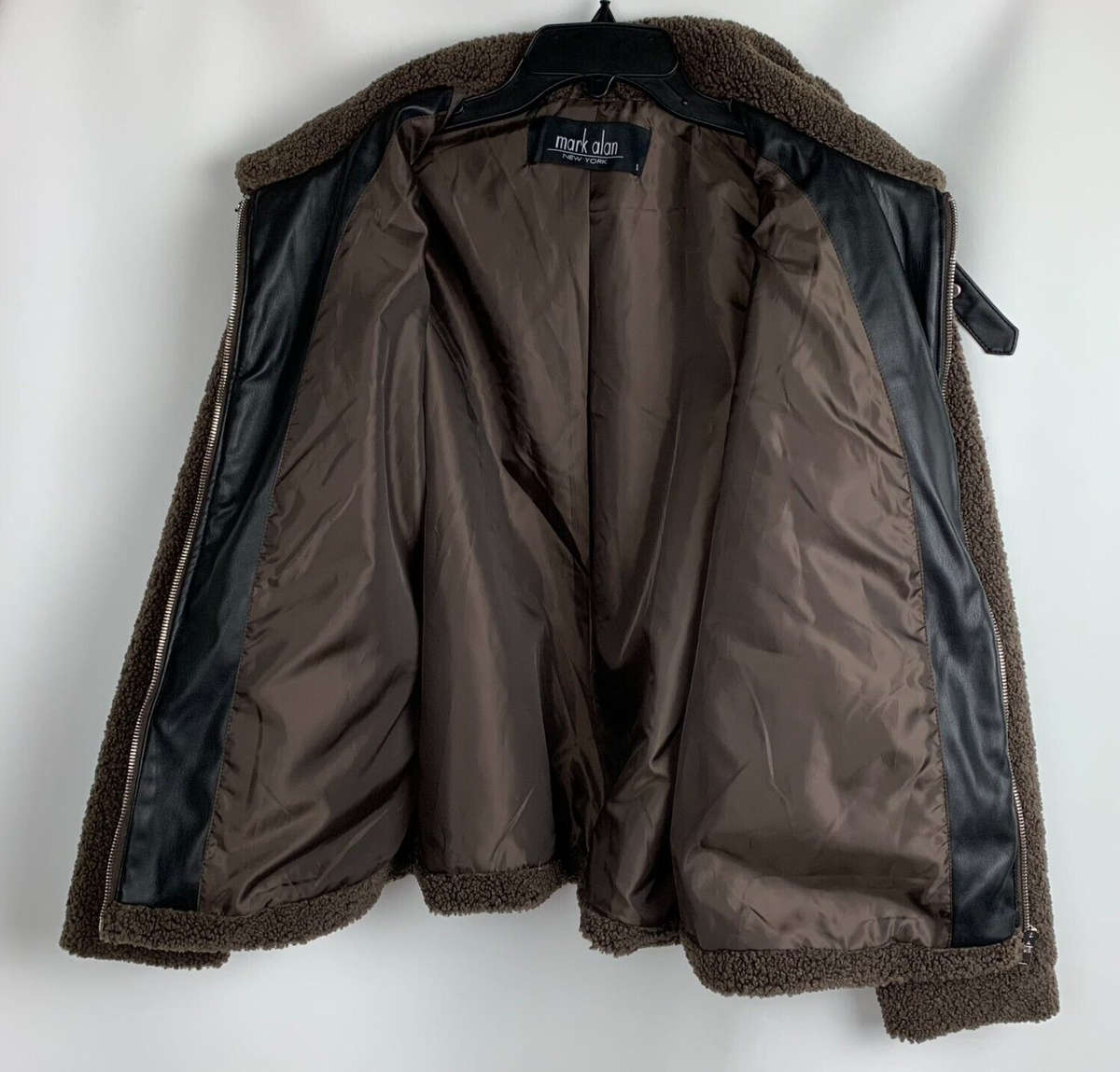Mark Alan New York Jacket Sherpa Faux Fur Brown Collared Mark Alan New York Jacket Sherpa Faux Fur Brown Collared