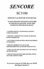 SENCORE SC3100 (SERVICE & REPAIR DATABASE) Symptoms&Cures, Precise Repair Detail