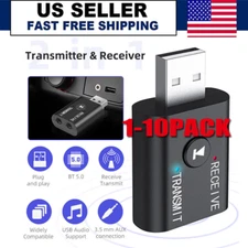 2in1 Bluetooth 5.0 USB Audio Transmitter Receiver Adapter Wireless for Car TV PC