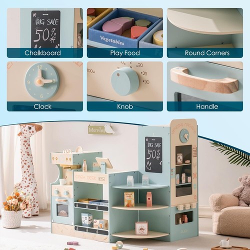 ROBUD Grande Negozio per Bambini, Negozio Alimentare in Legno Giocattolo Gioco di Ruolo - Foto 10 di 11