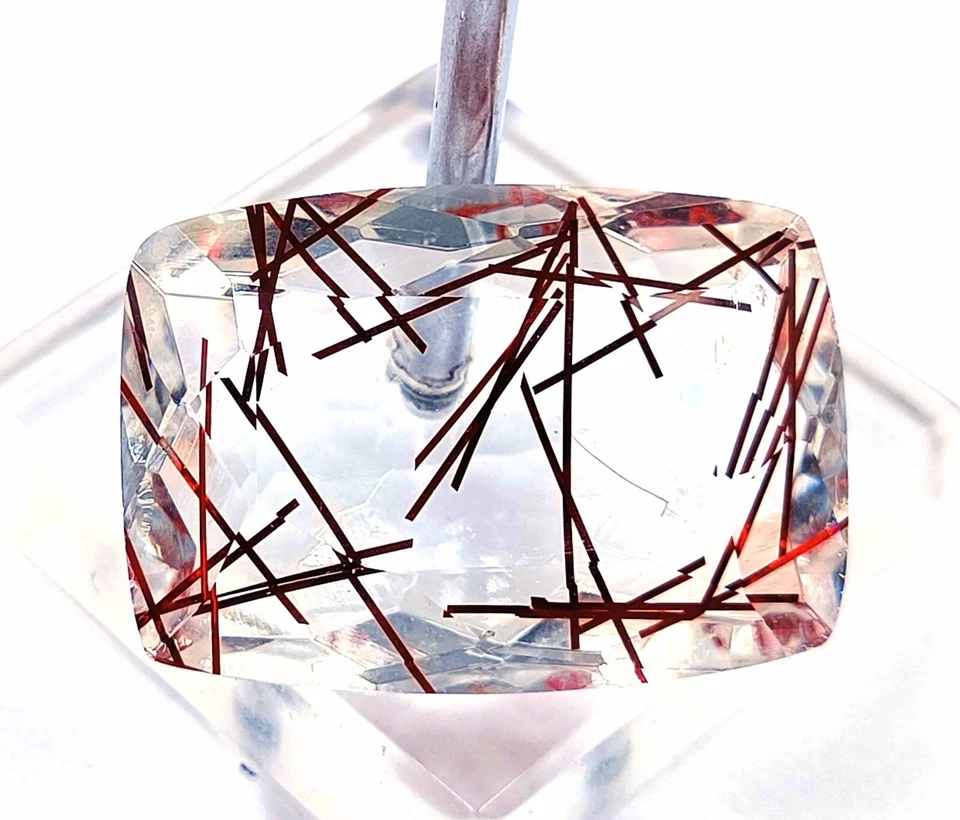 Natural Red Rutilated Quartz 76.45 Ct Faceted Cushion Cut IGL Loose Gemstone EAD - Image 2 of 4