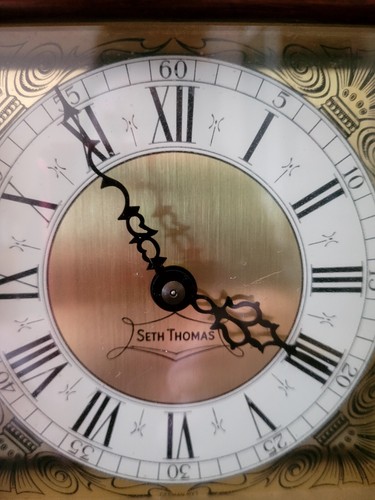 Vintage Seth Thomas Mantle Table 8 Day Wound Clock Made in Germany & USA - Picture 12 of 14