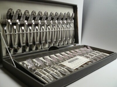 GNALI SERVICE 75 TEILE BESTECK BRITISCHE LINIE KOFFER KARTON EDELSTAHL18/10 ITALY