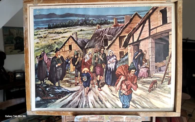 Ancienne Affiche Histoire scolaire ROSSIGNOL RECTO/VERSO 58x78cm /sans le cadre - Photo 1/4