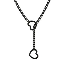 Heart O-ring Slip Chain Necklace for Women Punk Rock Stainless Steel Cuban Lo...